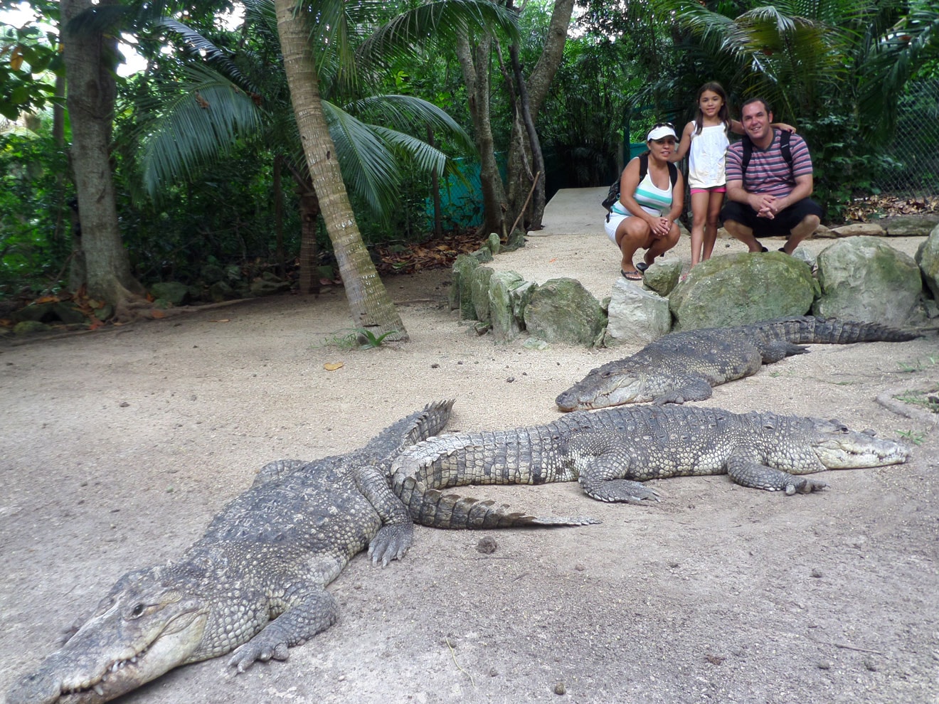 Family at Croco-Cun Zoo with crocodiles, Cancun — Z Star Travel press trip